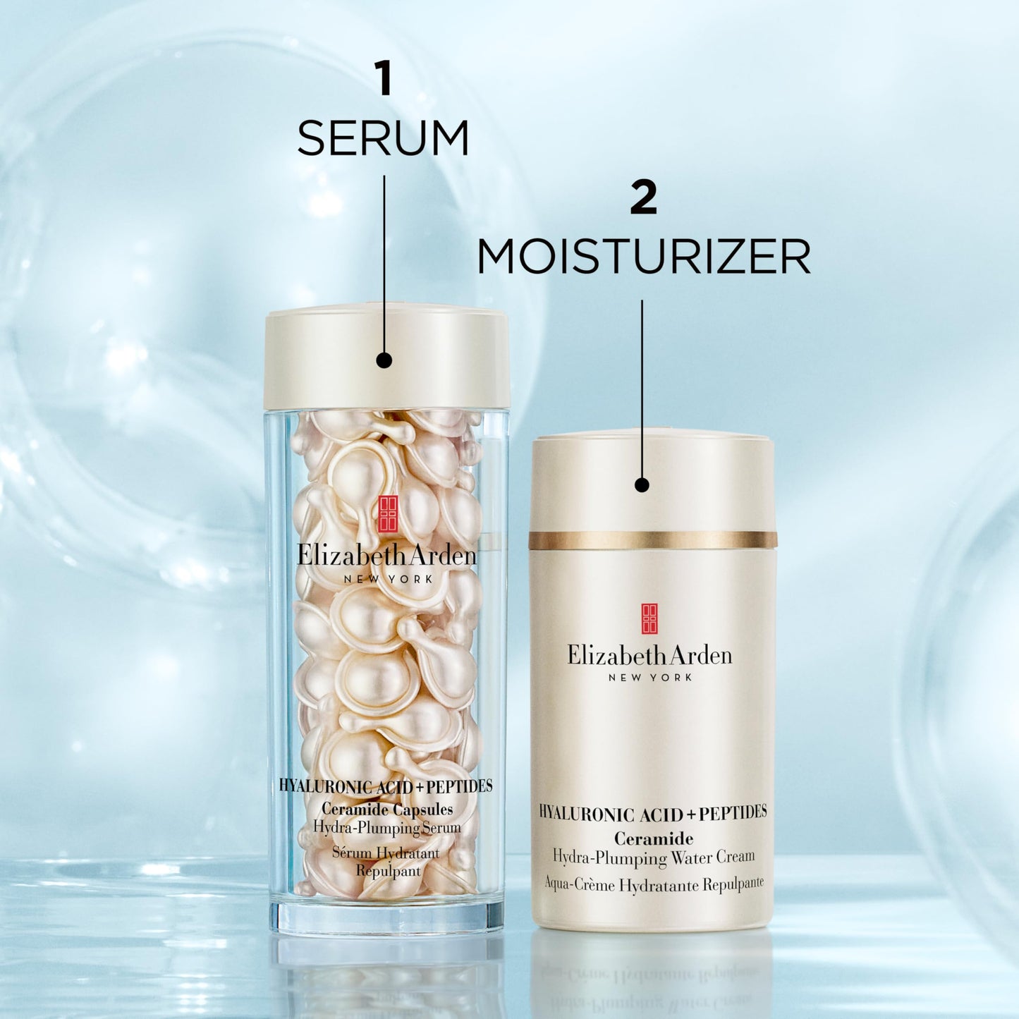 Elizabeth Arden Hyaluronic Acid + Peptides Ceramide Hydra-Plumping Water Cream, Lightweight Gel Texture, Deeply Hydrating + Firming Moisturizer, 1.7 oz