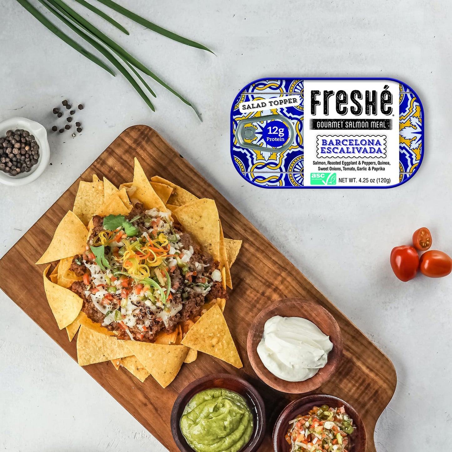 Freshé Canned Salmon Variety Pack (4 Pack) - Mediterranean Style Atlantic Salmon in Olive Oil with Lemon - Sustainably Farmed Tinned Fish (4.25oz Cans)