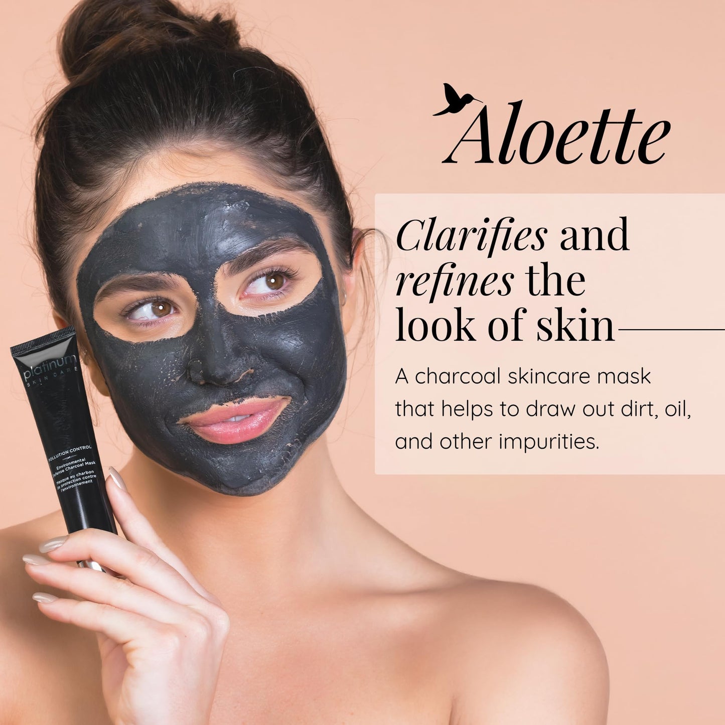 Aloette Deep Cleansing Charcoal Face Mask, Pollution Control - Detoxifying Pore Reducer for Oily Skin to Reduce Acne, Blemishes & Blackheads - Detox Facial Mask for Excess Oil, Dirt & Impurities