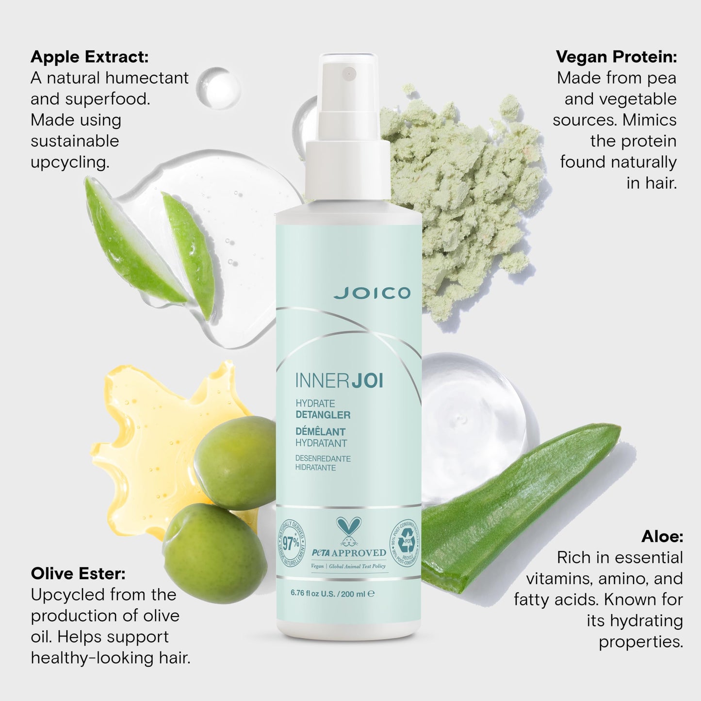 Joico InnerJoi Hydrate Detangler | For Dry Tangled Hair | Sulfate & Paraben Free | Naturally-Derived Vegan Formula