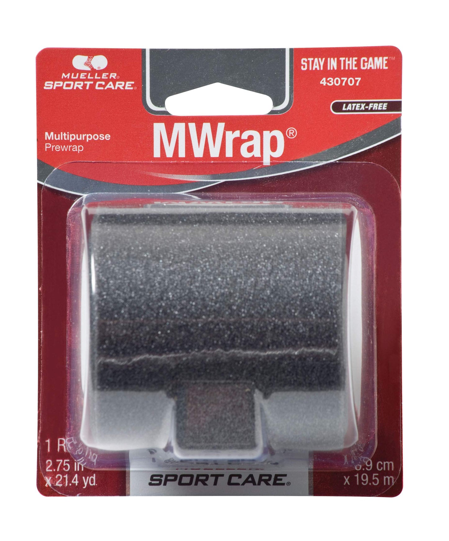 MUELLER Sports Medicine MWrap, Pre Wrap Athletic Tape, Easy to Tear & Apply, Latex Free, 2.75" x 21.4 Yards, Black