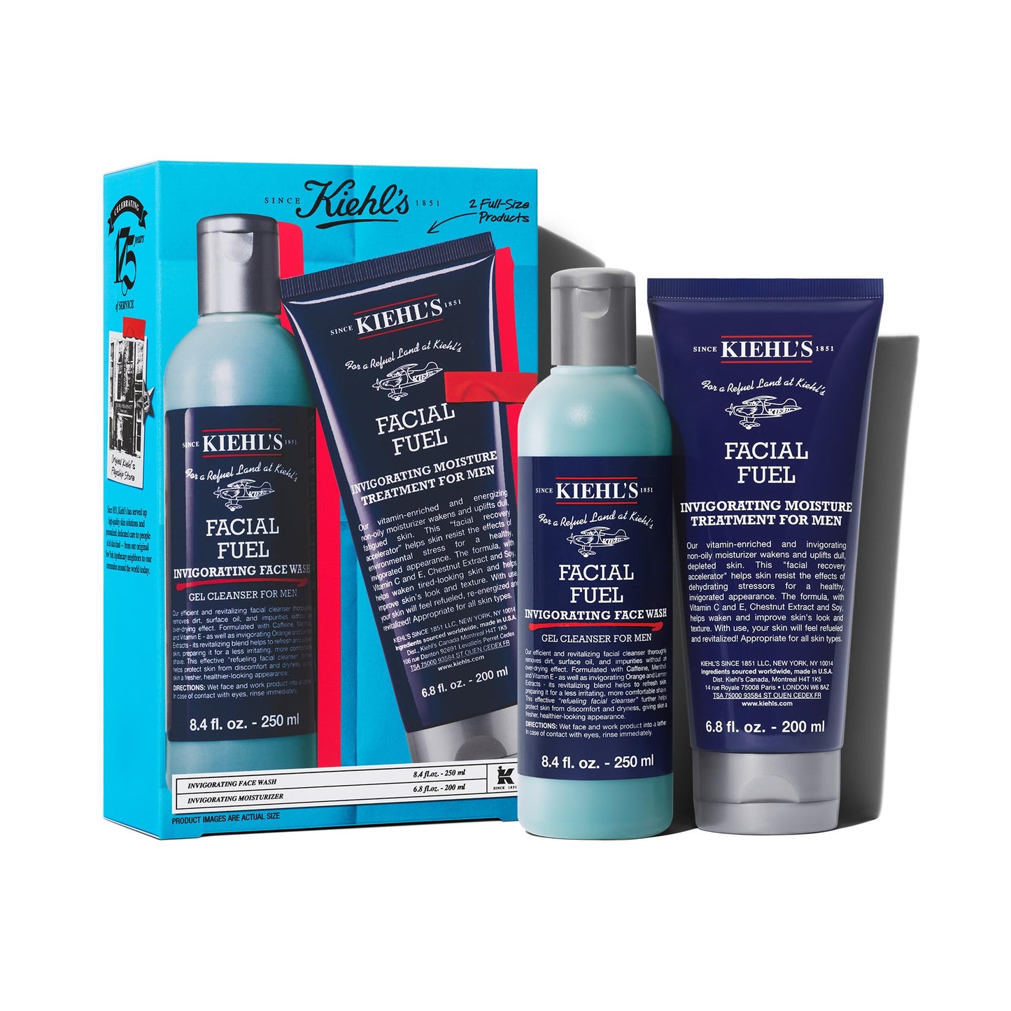 Kiehl's Men's Skincare Routine Gift Set, $80 Value, Includes Facial Fuel Moisturizer and Cleanser, Face Wash to Cleanse, and Cream to Moisturize Skin, With Caffeine and Vitamin C, for All Skin Types