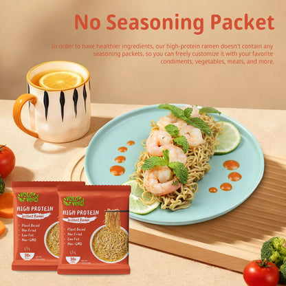 VOLO VERO High Protein (30g) Ramen Noodles Plain, 8 Pack Plant-Based Vegan Noodle | Sugar-Free, Low Fat, Non-Fried, Non-GMO, Egg & Dairy Free | Ready to Eat, Healthy Asian Meal Alternative