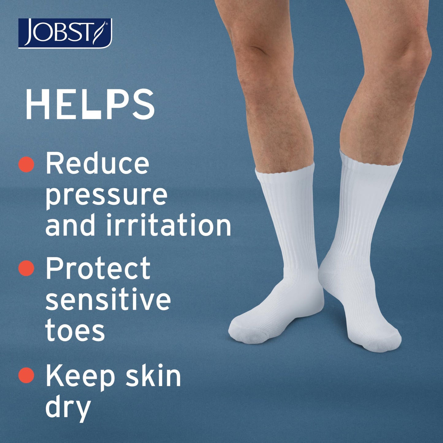 JOBST SensiFoot Diabetic Compression Socks for Men and Women 8-15 mmHg with Seamless Toe and Moisture Management - Extra Padding in Toe, Foot, and Heel Area - Crew Length - Closed Toe - White, Large