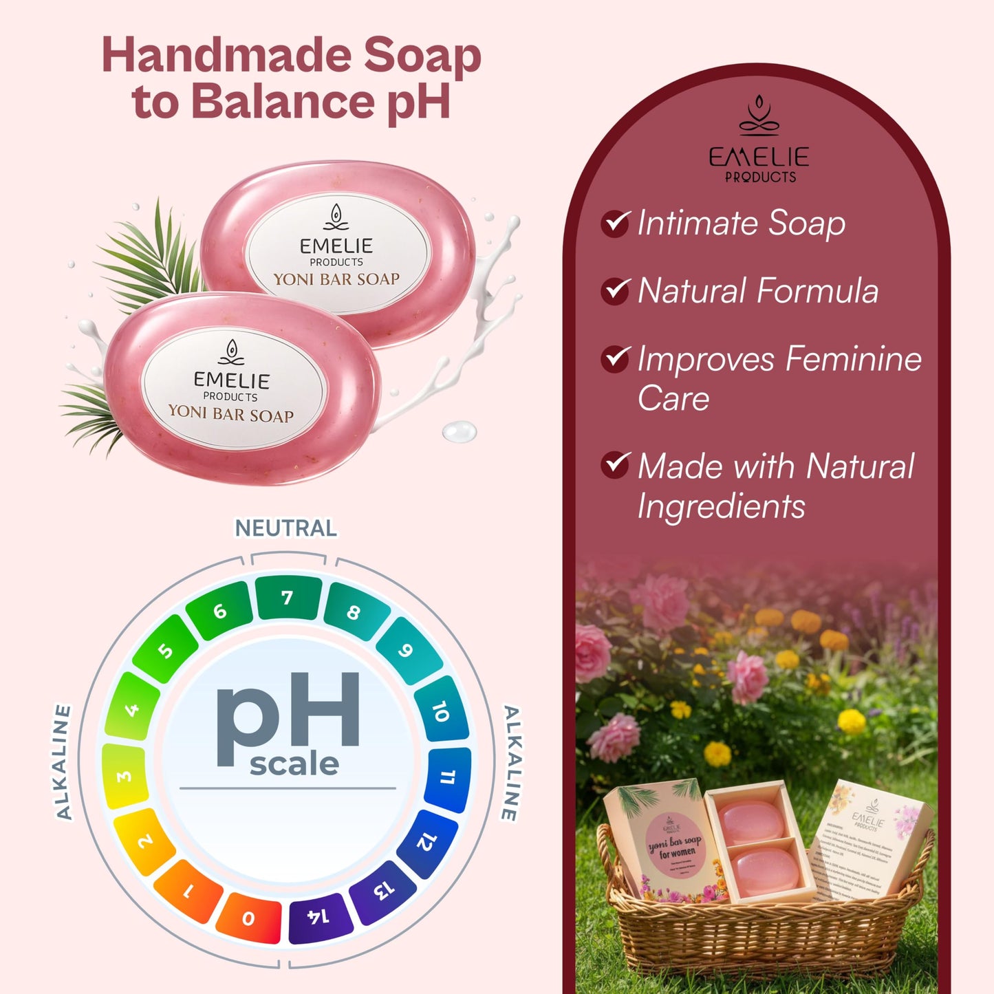 Natural Feminine Soap Bar pH Balanced – 2 Pack x 100g – Cold Process Intimate Wash with Botanical Extracts – Gentle Daily Feminine Hygiene Bar, for Daily Comfort & Fresh Feel