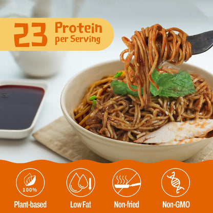 KONJOY High Protein Ramen Noodles - Hot Spicy Chicken Flavor, 23g Plant Based Protein, Low Fat & Non Fried, Non-GMO, Vegan Instant Noodles, 5 Pack