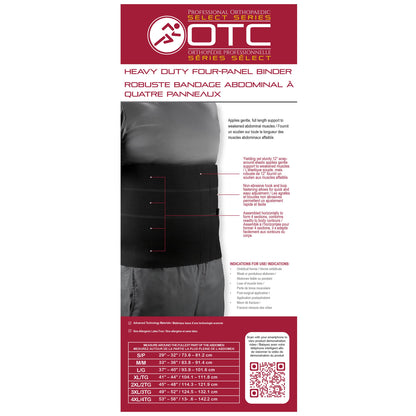 OTC Four-Panel Body Heavy Duty Select Series Abdominal Binder, Black, XX-Large
