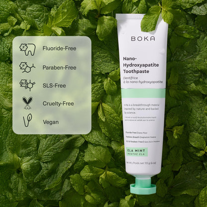 Boka Fluoride Free Toothpaste, Nano Hydroxyapatite Toothpaste, Appropriate for Sensitive Teeth - for Adult Oral Care - Ela Mint Flavor, 4 Fl Oz 1Pk US Manufactured