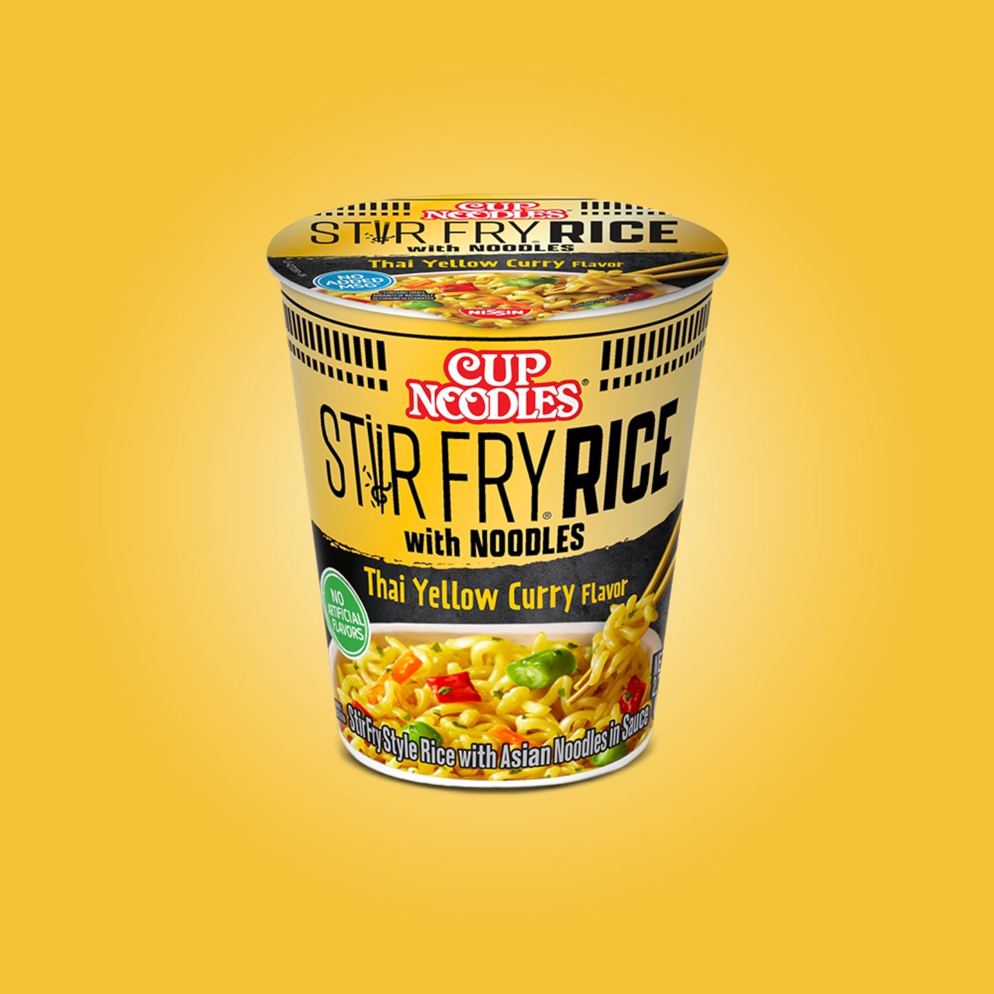 Nissin Cup Noodles Stir Fry Rice with Noodles, Thai Yellow Curry, 2.61 Ounce (Pack of 6)