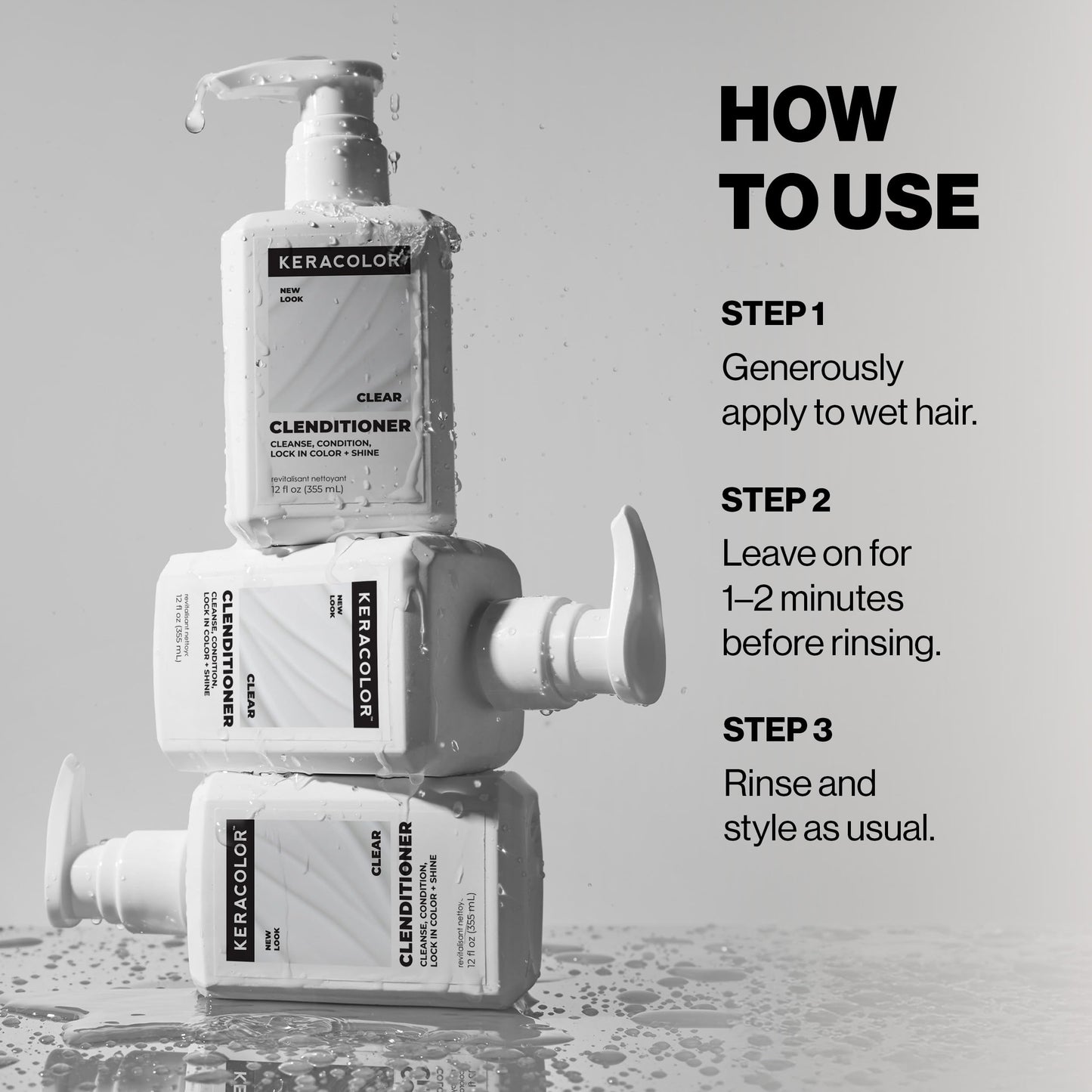 Keracolor Clenditioner Cleansing Conditioner, Clear, Color Protecting Keratin-Infused Co-Wash, Prevents Fade, 2 Sizes