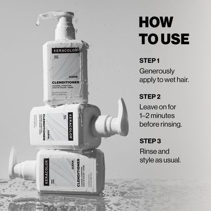 Keracolor Clenditioner Cleansing Conditioner, Clear, Color Protecting Keratin-Infused Co-Wash, Prevents Fade, 2 Sizes
