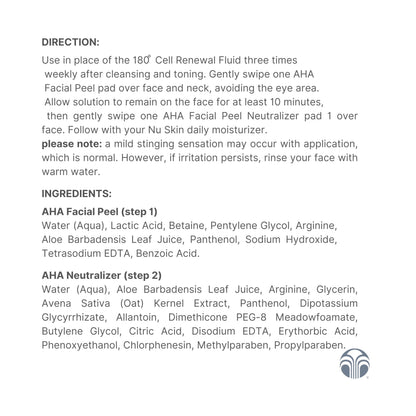 Nu Skin 180 Facial Peel & Neutralizer - Lactic Acid and Avena Sativa Extract Face Peel | Accelerate Skin Cell Turnover, Reduce Wrinkles | Skin Care Facial Peel, Soothing Skin Neutralizer