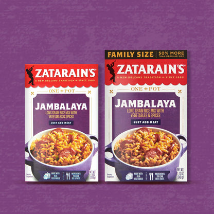 Zatarain's Rice Mix, Jambalaya, Long Grain Rice with Onions, Bell Peppers, Garlic, Paprika, and Red Peppers, Just Add Meat for Easy-Prep, New Orleans Style Rice Meal, 8 oz