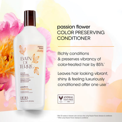 Bain de Terre Passion Flower Color Preserving Conditioner, Luxurious Hydration for Vibrant Color & Protection from Fading, with Argan & Monoi Oils, Paraben-free, Vegan