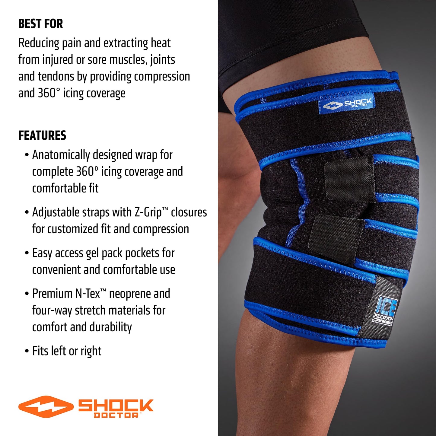 Shock Doctor Ice Recovery Compression Knee Wrap Brace