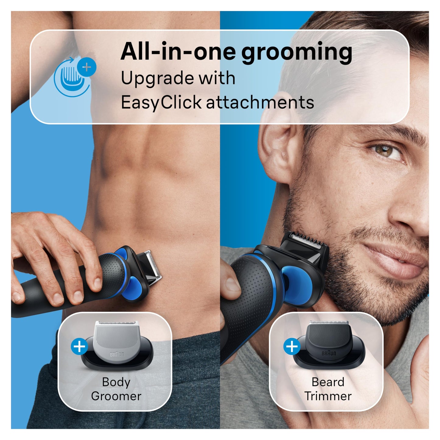 Braun Electric Shaver for Men, Series 5 5150cs, Wet & Dry Razor, Turbo Shaving Mode, Foil Shaver, with Beard Trimmer, Body Groomer and Charging Stand, Blue