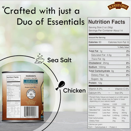 Keystone Meats All Natural Heat and Serve Canned Chicken 28 oz – Fully Cooked Canned Meat – 98% Fat Free – Shelf Stable with 5-Year Shelf Life – Premium Pantry Staple for Everyday Meals – Emergency Survival Canned Food – Ready to Eat – Gluten Free –...
