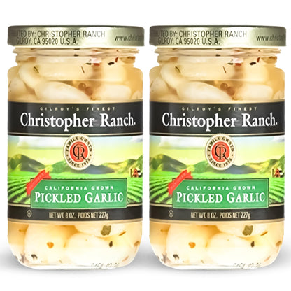 Christopher Ranch Pickled Garlic Cloves in a Jar | 100% California-Grown Fresh Garlic | Peeled and Pickled for Convenience | Ideal for Cooking, Snacking & Pickled Vegetables Lovers | 8 oz (Pack of 2)