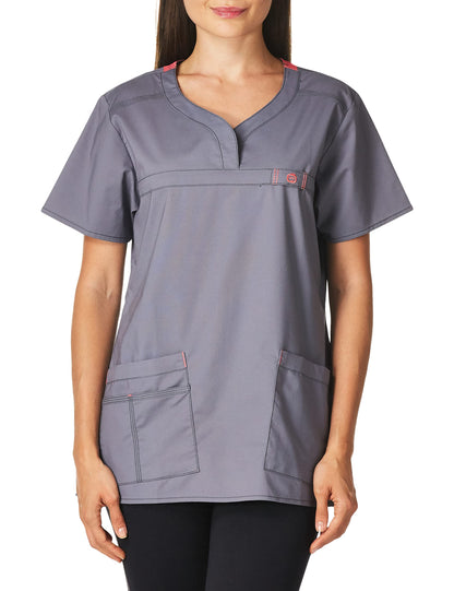 WonderWink Women's Wonderflex Patience Scrub Top, Pewter, Medium