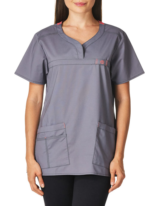 WonderWink Women's Wonderflex Patience Scrub Top, Pewter, Medium