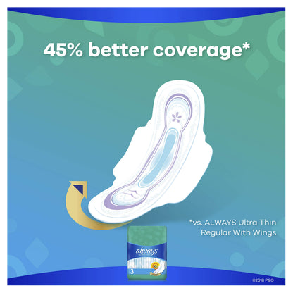 ALWAYS Ultra Thin Size 3 Extra Long Super Pads With Wings Unscented, 38 Count