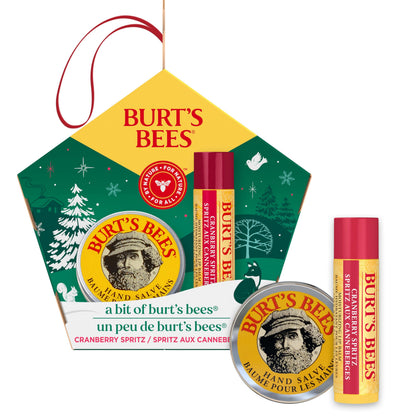 Burt's Bees A Bit of Burt's Bees Cranberry Spritz Lip Balm and Hand Salve Gift Set, Natural Origin Skin Care and Lip Care, 2-Piece Set, 0.15 oz./0.3 oz.