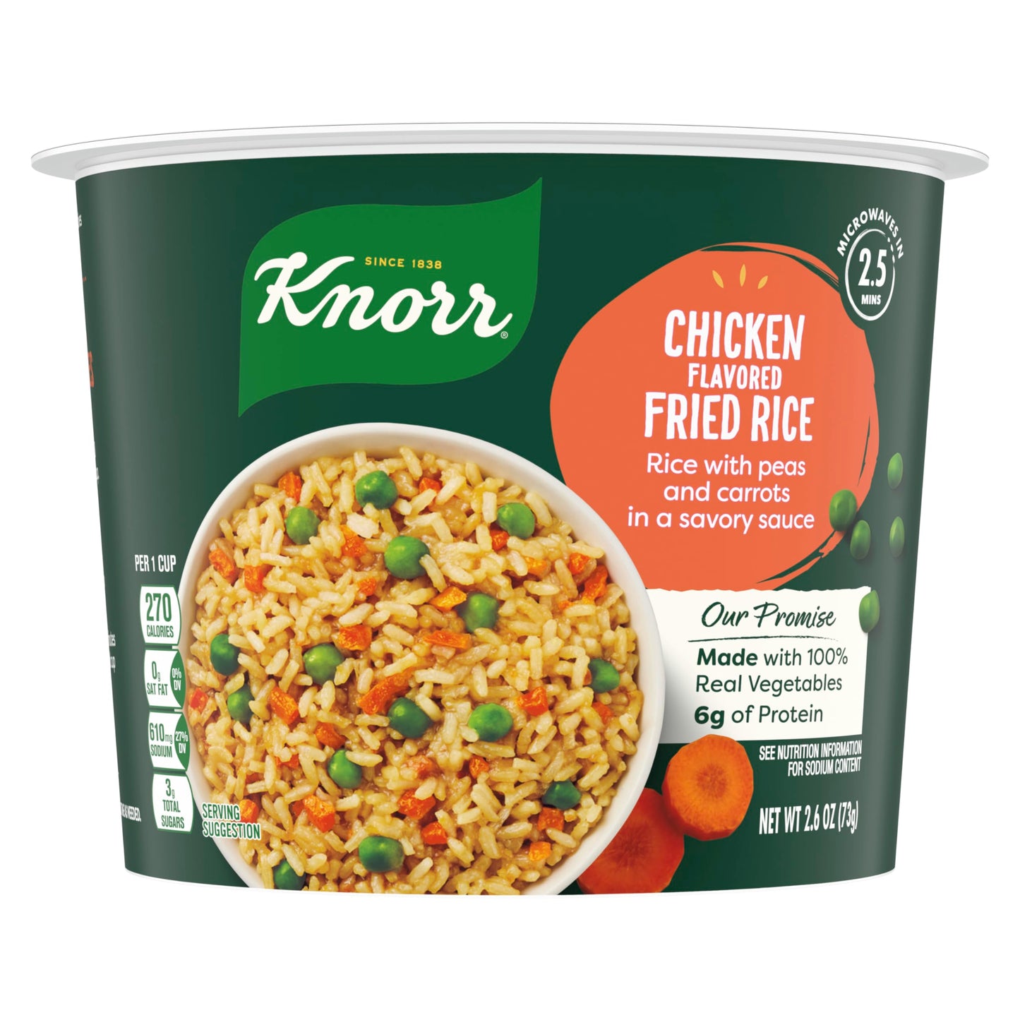 Knorr Rice Cup Chicken Flavored Fried Rice Delicious Rice Dish No Artificial Flavors or Preservatives 2.6 oz