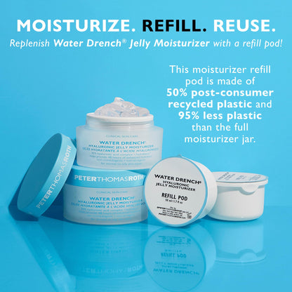 Peter Thomas Roth | Water Drench® Hyaluronic Jelly Moisturizer Refill Pod | Hyaluronic Acid Cloud Cream, For Normal to Oily Skin, Fragrance-Free, Non-Comedogenic, Acne-Safe Moisturizer