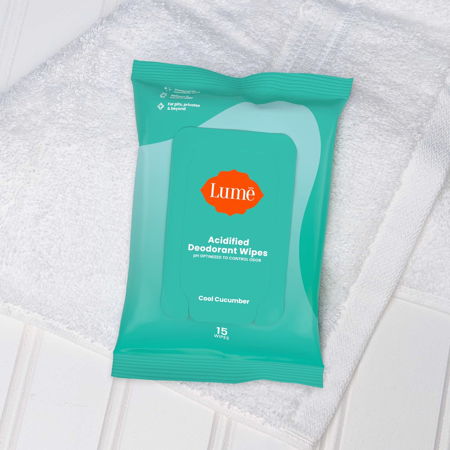 Lume Acidified Body Wash (Unscented) and Acidified Deodorant Wipes (Cool Cucumber) - 24 Hour Odor Control - Removes Odor Better than Soap - Moisturizing Formula - Aluminum Free, Baking Soda Free