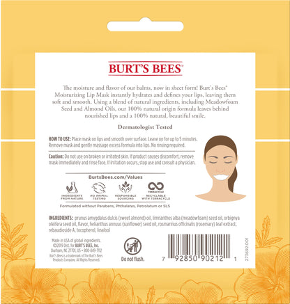 Burt's Bees 100% Natural Origin Moisturizing Lip Mask, Single Use Conditioning Lip Care , 1 Count (Package May Vary)