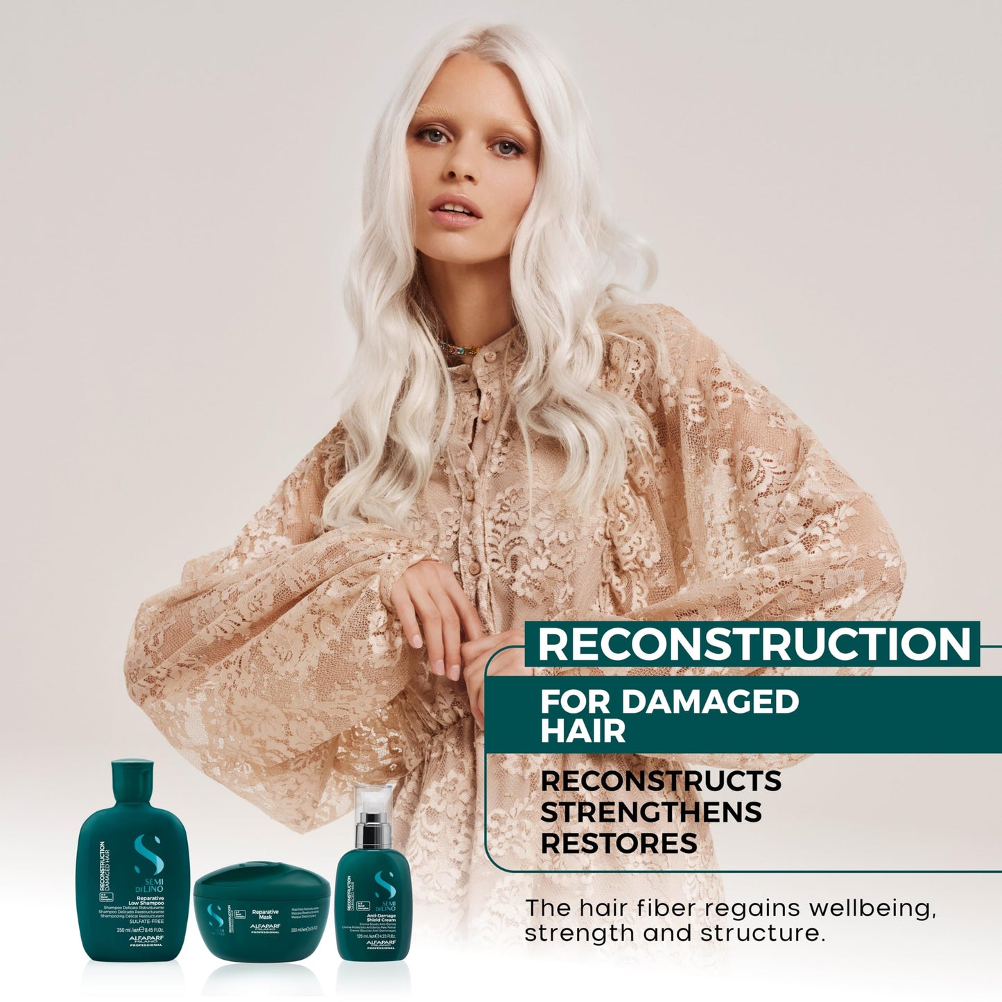 Alfaparf Milano Semi di Lino Reconstruction Bond Repair Hair Treatment Cream for Damaged Hair - Thermal Protector - Hair Breakage Repair Shield Leave-In - Vegan (4.23 oz)