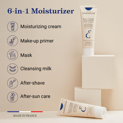 Embryolisse Lait-Crème Concentré, Multifunction Daily Face Moisturizer and Makeup Primer, Suitable for All Skin Types. French Face Cream With Shea Butter & Aloe Vera