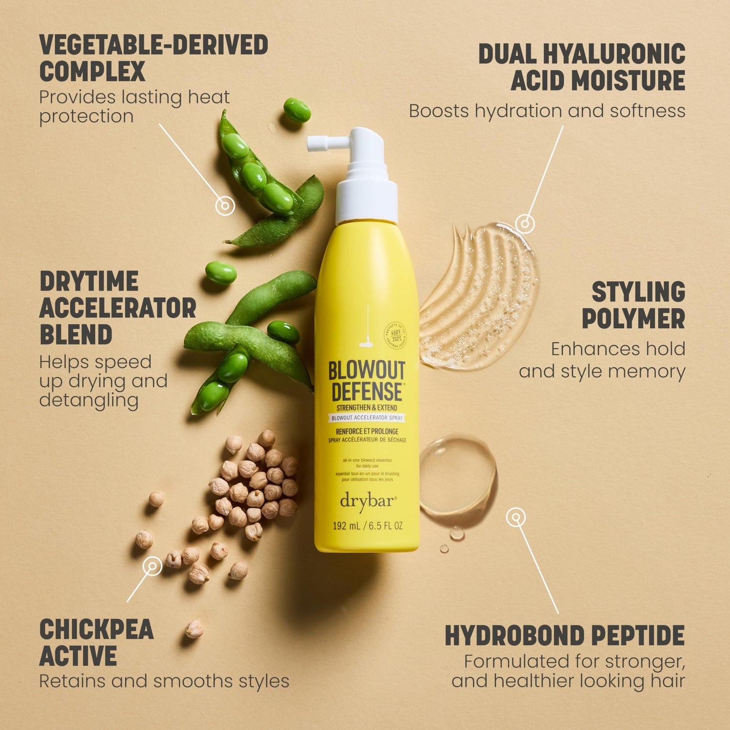 Drybar Blowout Defense Strengthen & Extend Blowout Accelerator Spray, Speeds Drying, Detangles, Reduces Breakage, and Locks in Long-Lasting Blowouts