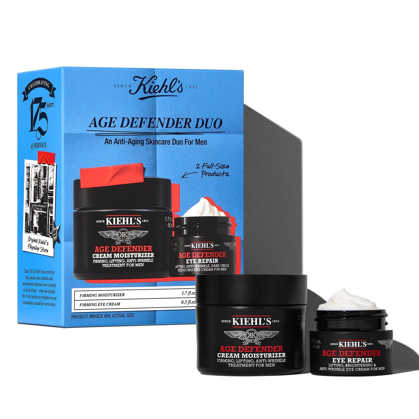 Kiehl's Age Defender Men's Skincare Routine Gift Set, $89 Value, Anti-Aging Kit Including Face Lotion And Eye Cream, Reduces The Appearance Of Dark Circles And Wrinkles, Rejuvinates and Firms Skin