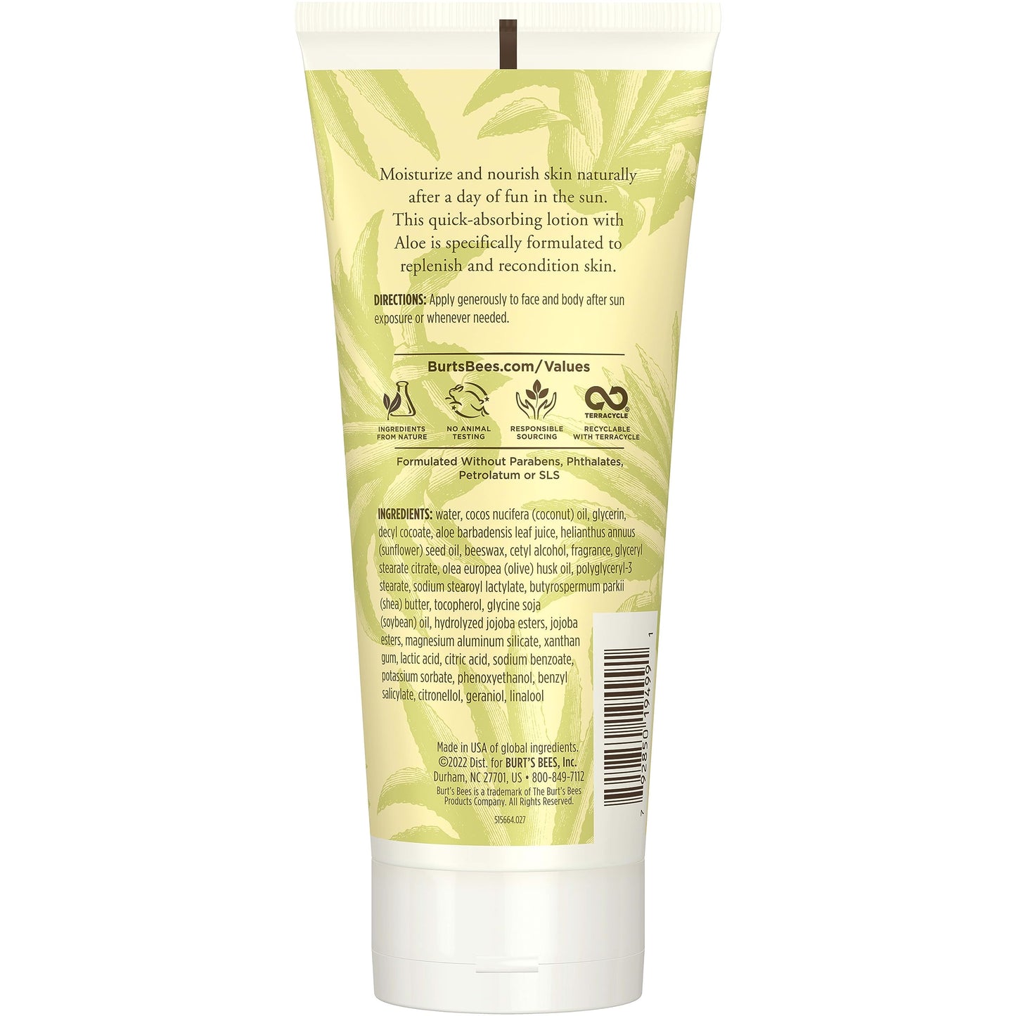 Burt's Bees Mothers Day Gifts, After Sun Lotion with Hydrating Aloe Vera & Coconut Oil - Summer Essentials, Sunburn Relief, Natural After Sun Soother, 6 oz