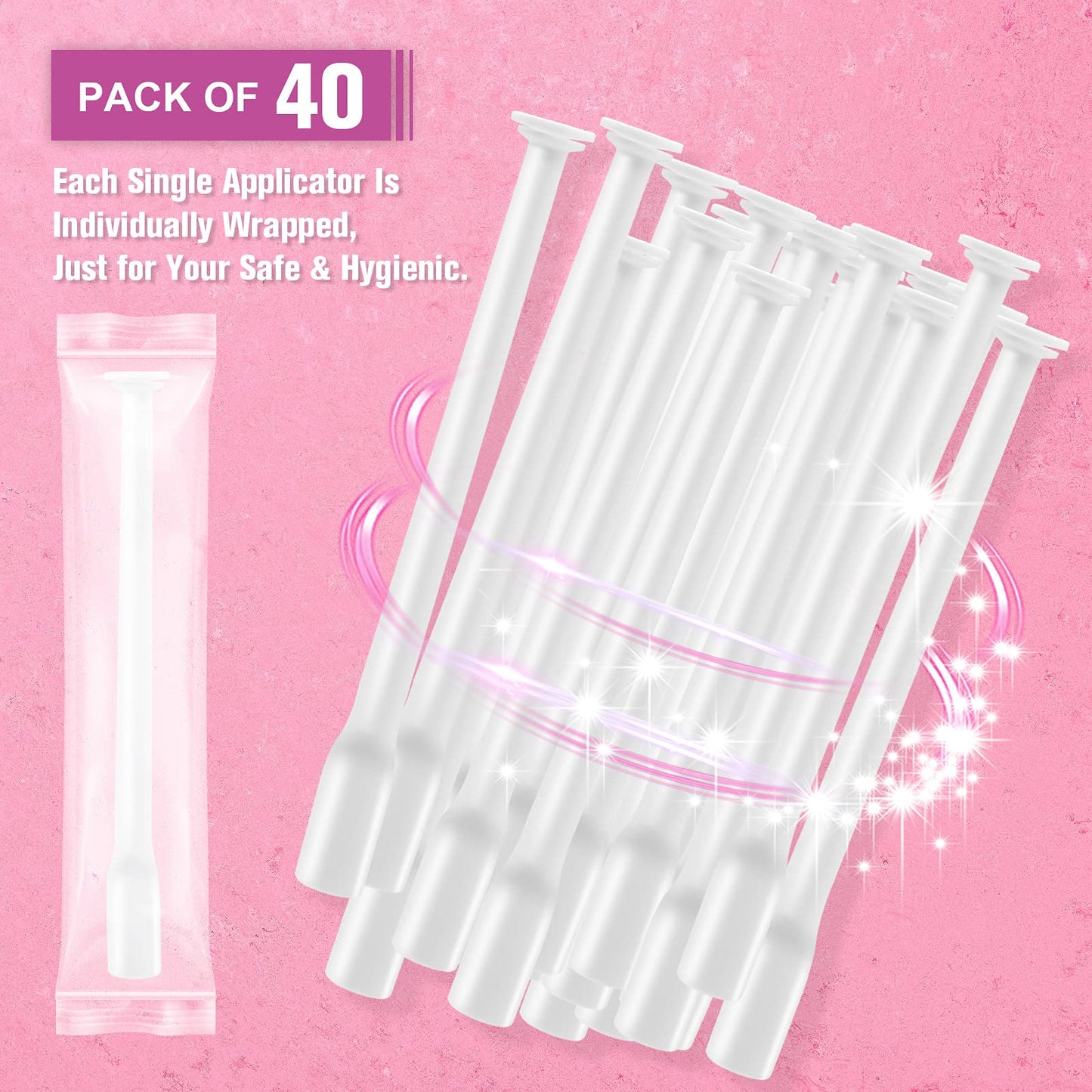 (40 Packs) Disposable Vaginial Applicators Individually Wrapped Hygienic Fit to Size 00 Cap-sules and Many Shapes of Suppositories, Tablets Feminine Care Applicators from