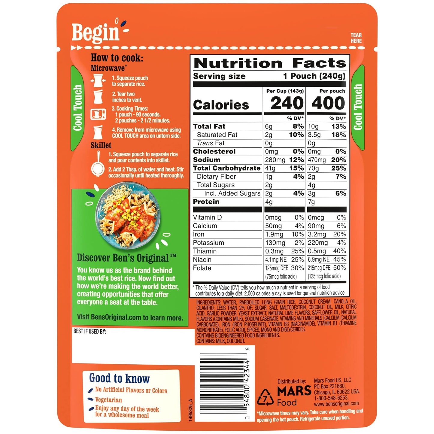 BEN'S ORIGINAL Ready Rice Cilantro Lime Flavored Rice, Easy Dinner Side, 8.5 OZ Pouch (Pack of 12)