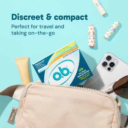 o.b. Tampons No Applicator, Fragrance-Free - 40ct | Applicator-Free Tampons Super, Feminine Care, ob Tampon Super, Period Products