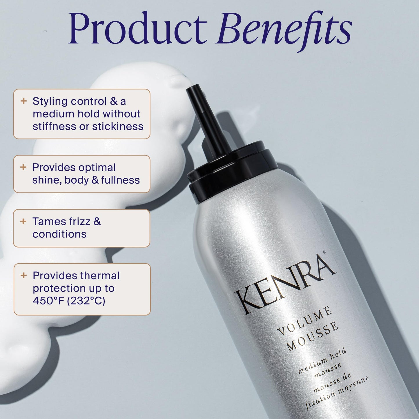 Professional Volume Mousse 12 | Firm Hold Mousse | Alcohol Free | Non-drying, Non-flaking Lightweight Formula | Tames Frizz & Conditions | Thermal Protection up to 45F | All Hair Types