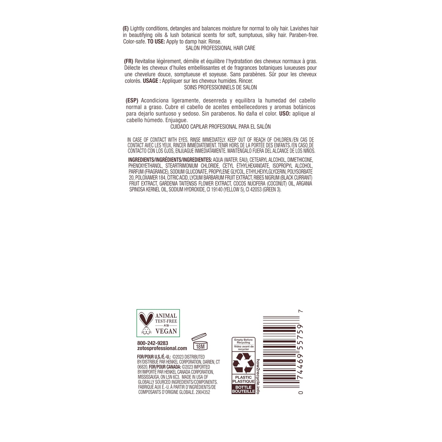 Bain de Terre Green Meadow Balancing Conditioner, Gentle Moisture Balance for Soft, Silky & Bouncy Hair with Argan & Monoi Oils, Paraben-free, Color-Safe, Vegan (2 sizes)