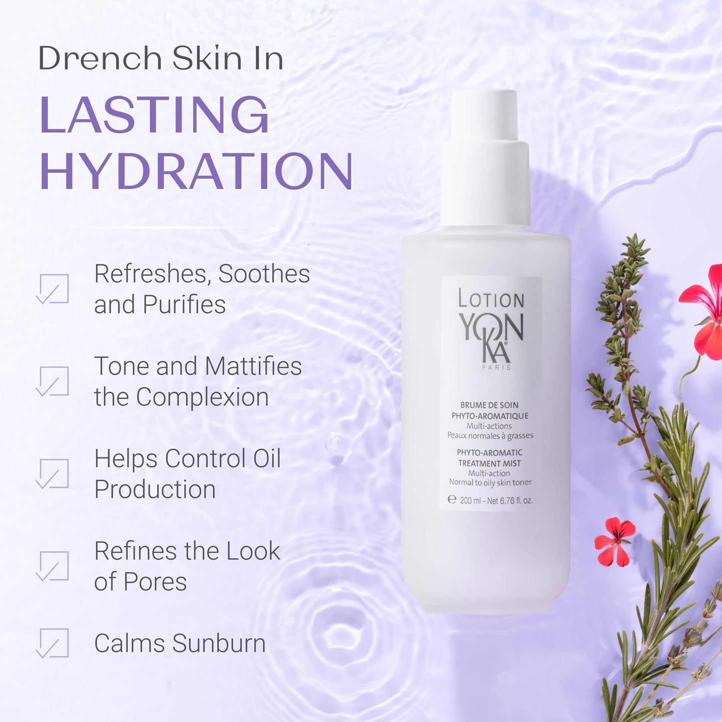 Yon-Ka Lotion PNG Toner | Refreshing Daily Face Mist with Botanical Essential Oils, Aloe Vera & Rosemary | Hydrates, Soothes & Mattifies | Alcohol-Free Toner for Normal to Oily Skin