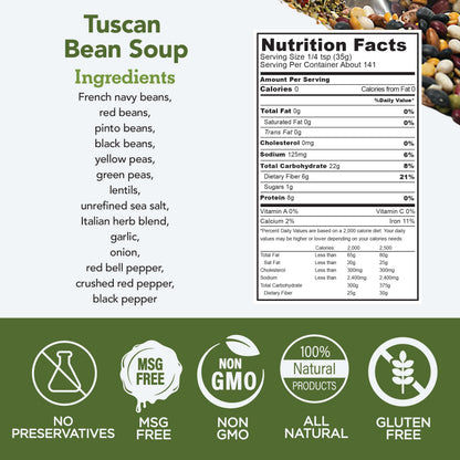 s.a.l.t. sisters Tuscan Bean Soup | All-Natural, Gluten Free, MSG Free, Non-GMO | Unique Dried Bean Blend with our Tuscan Farmhouse Seasoning | Heart, Rich, and Bursting with flavor | 8.5oz