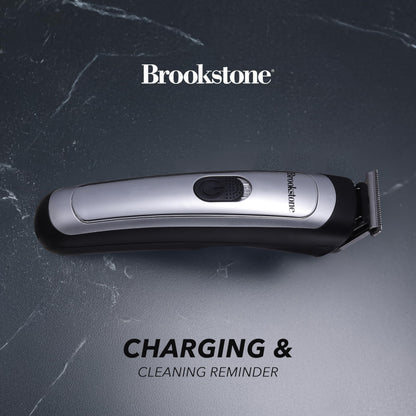 Brookstone - Hair & Beard Trimmer Kit, Precision Grooming for Hair, Beard, & Body with Adjustable Combs, Charging Base & Accessories (14-Piece)