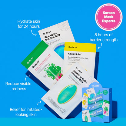Dr.Jart+ Hydrating and Soothing Face Mask Value Set | 4 Korean Face Masks | Korean Skin Care Set