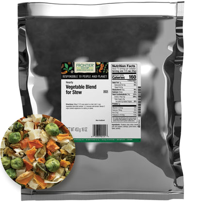 Frontier Co-op Hearty Vegetable Herb Blend for Stew, 1lb, Kosher - Mixed Dried Vegetables For Soup, Stir Fry, Ramen with Onion, Carrots, Peas, Corn, Potatoes and Parsley