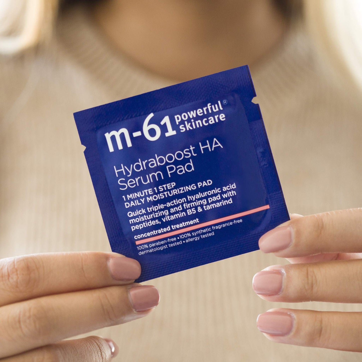 m-61 Hydraboost HA Serum Pad | Hyaluronic Acid Serum Pads to Firm and Moisturize Up to 48 Hours. Dermatologist Tested. Fragrance Free. For All Skin Types. Individually Wrapped.