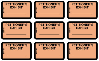Tabbies Legal Exhibit Labels, Label: 1-5/8"W x 1" H, Sheet: 5-1/4"W x 3-1/4"H, Orange, PETITIONER'S Exhibit 252 Label/Pack (58026)
