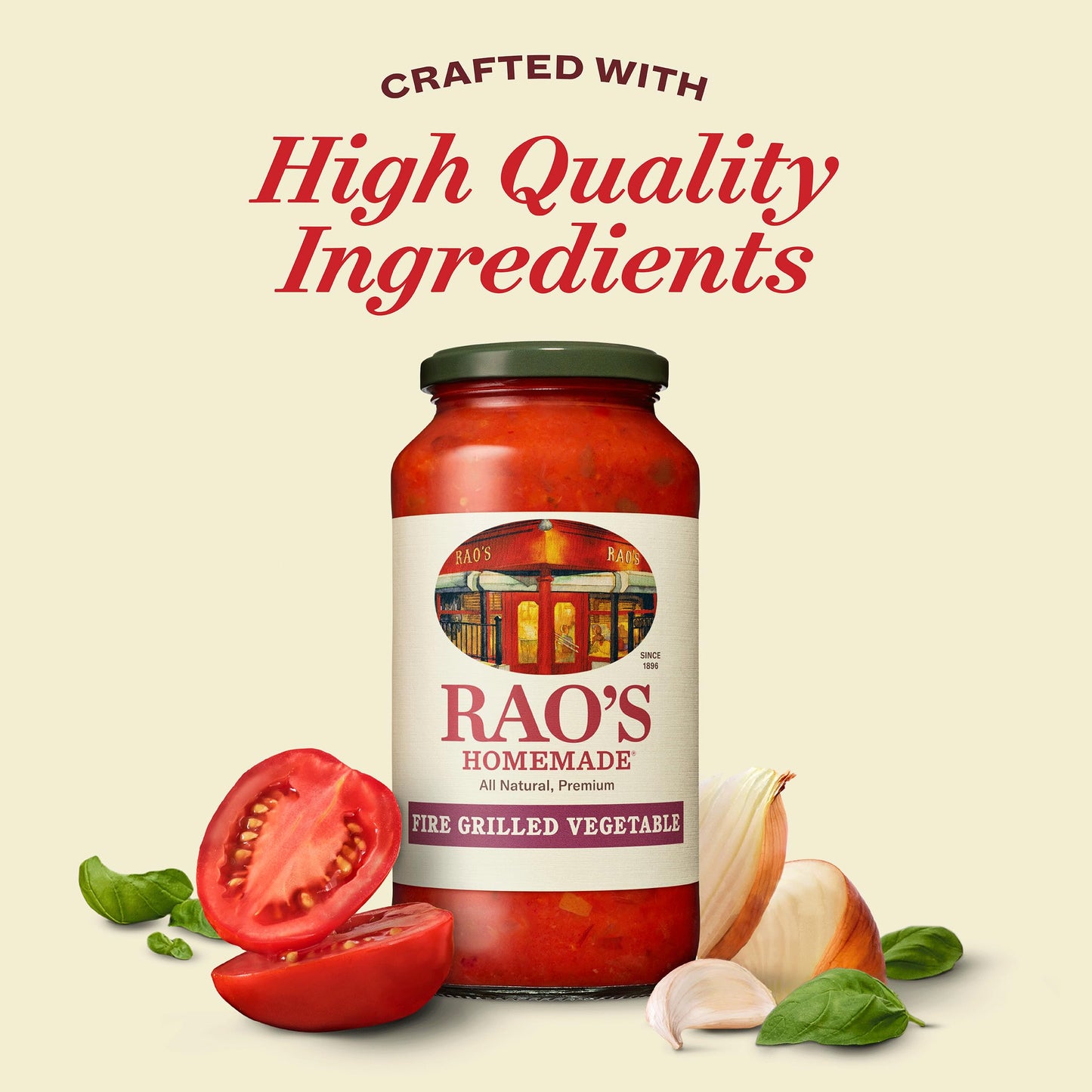 Rao's Homemade Fire Grilled Vegetable Pasta Sauce, 24 oz, Tomato Sauce, All Purpose, Premium Quality, Tomatoes from Italy, Peppers, and Red Onion