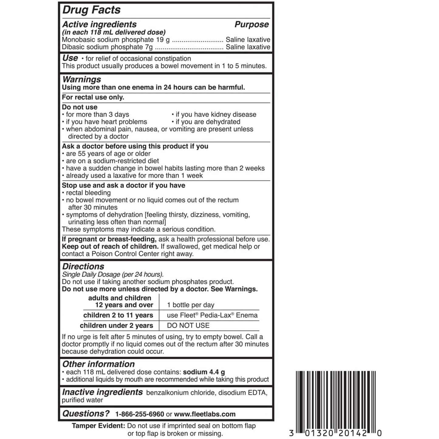 Fleet Laxative Saline Enemas for Constipation Relief for Adults, Fast and Effective, 2 Bottles per Pack, 4.5 Fl Oz Each, Pack of 6