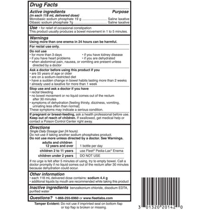 Fleet Laxative Saline Enemas for Constipation Relief for Adults, Fast and Effective, 2 Bottles per Pack, 4.5 Fl Oz Each, Pack of 6